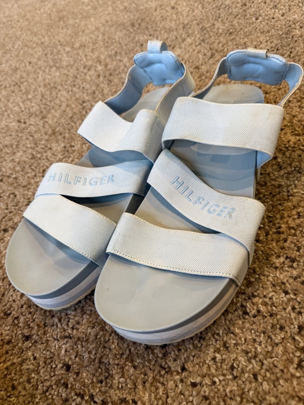 Tommy Hilfiger Pale Blue Strappy Platform Sandals